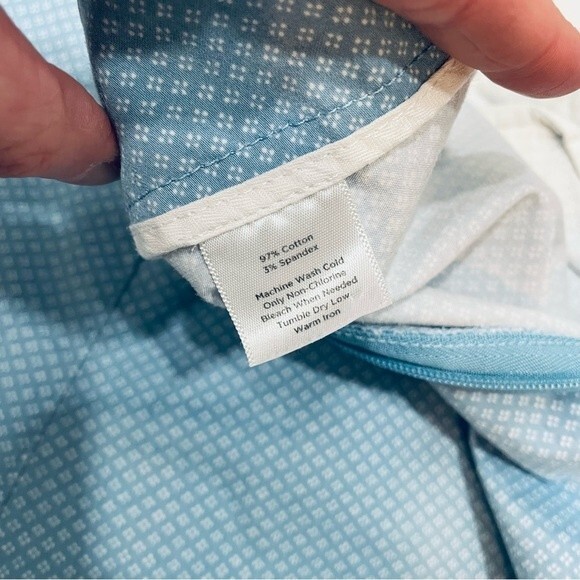 Talbots Classic Side Zip Light Blue and White Patterned Pants Size 10 - Picture 2 of 11